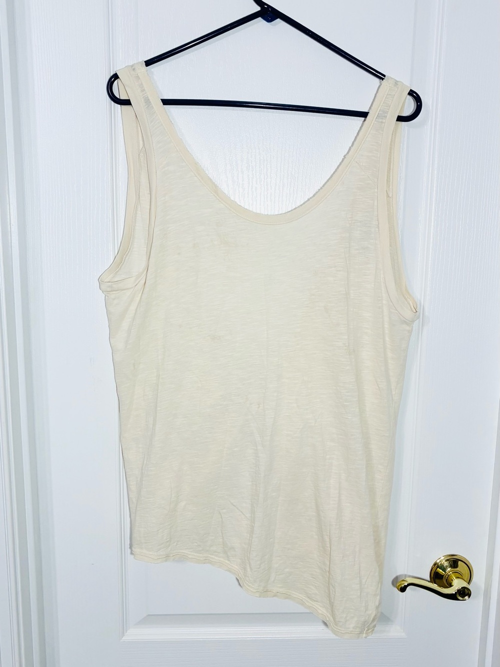 We The Free Made In USA Open Twist Back Asymmetric Hemline Tank Top Ivory Small
